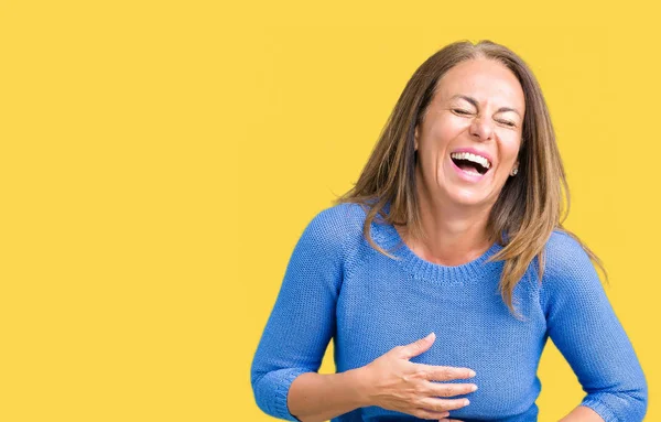 Mujer Hermosa Mediana Edad Vistiendo Suéter Invierno Sobre Fondo Aislado —  Fotos de Stock