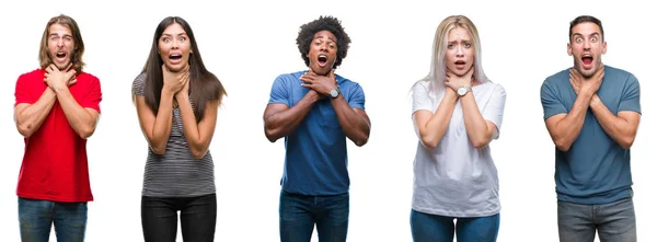 Samenstelling Van African American Hispanic Kaukasische Groep Mensen Geïsoleerde Witte — Stockfoto