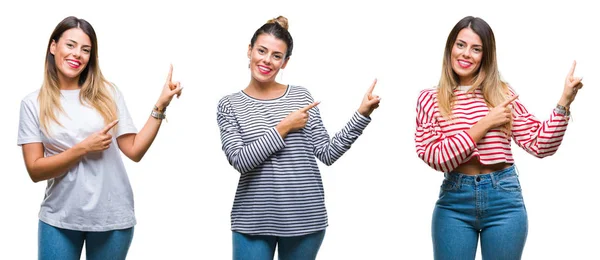 Colagem Jovem Bela Mulher Sobre Fundo Isolado Sorrindo Olhando Para — Fotografia de Stock