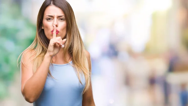 Young Beautiful Elegant Business Woman Isolated Background Asking Quiet Finger — Stock Photo, Image