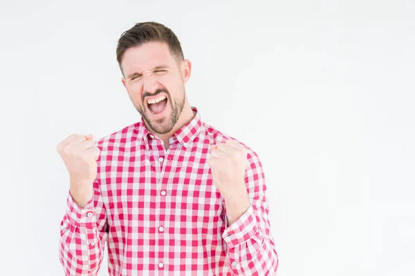 Young Handsome Man Wearing Shirt Isolated Background Very Happy Excited — Stock Photo, Image