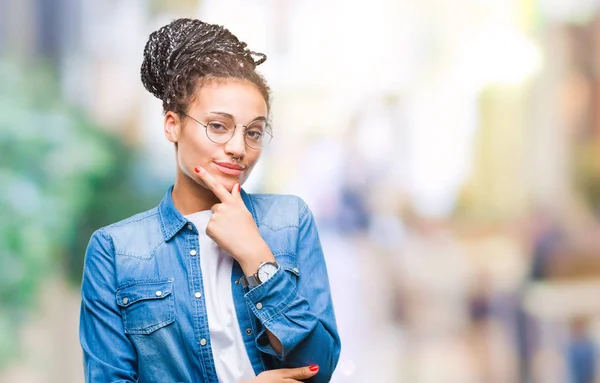 Jeune Fille Afro Américaine Cheveux Tressés Portant Des Lunettes Sur — Photo