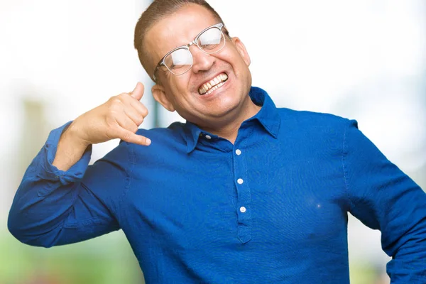 Middle Age Arab Man Wearing Glasses Isolated Background Smiling Doing — Stock Photo, Image
