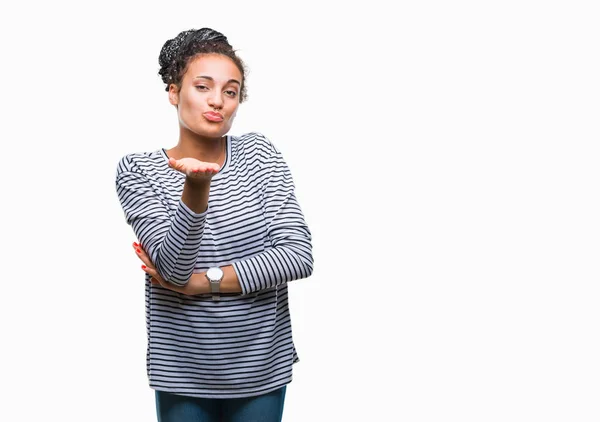 Young Braided Hair African American Girl Wearing Sweater Isolated Background — Stock Photo, Image