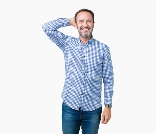 Guapo Mediana Edad Elegante Hombre Mayor Sobre Fondo Aislado Sonriendo — Foto de Stock