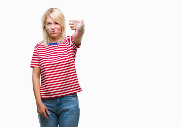 Young Beautiful Blonde Woman Isolated Background Looking Unhappy Angry Showing — Stock Photo, Image