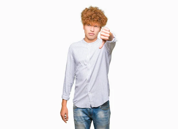 Joven Hombre Negocios Guapo Con Cabello Afro Con Camisa Elegante — Foto de Stock