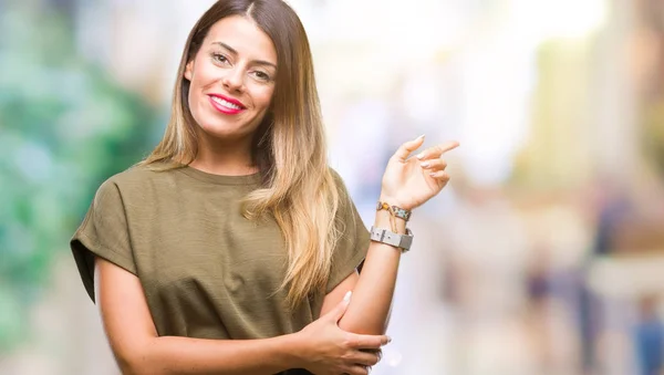 Joven Mujer Hermosa Sobre Fondo Aislado Con Una Gran Sonrisa — Foto de Stock