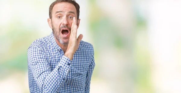 Guapo Mediana Edad Elegante Hombre Mayor Sobre Aislado Fondo Mano —  Fotos de Stock