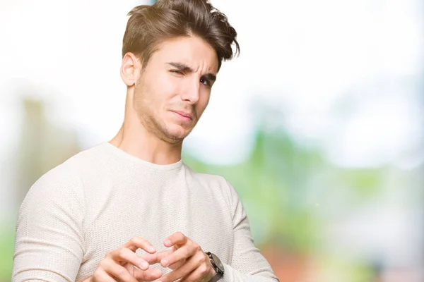 Joven Hombre Guapo Sobre Fondo Aislado Expresión Disgustada Disgustado Temeroso —  Fotos de Stock