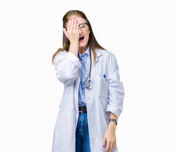 Middle Age Mature Doctor Woman Wearing Medical Coat Isolated Background — Stock Photo, Image