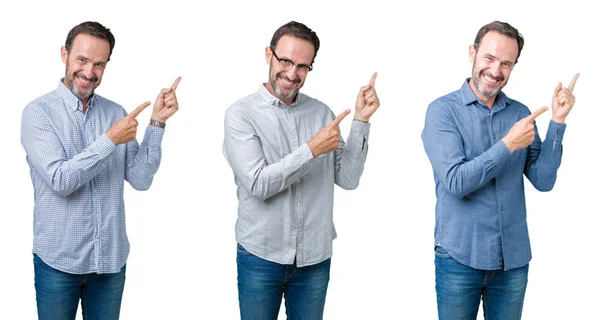 Collage Apuesto Hombre Negocios Senior Sobre Fondo Blanco Aislado Sonriendo — Foto de Stock