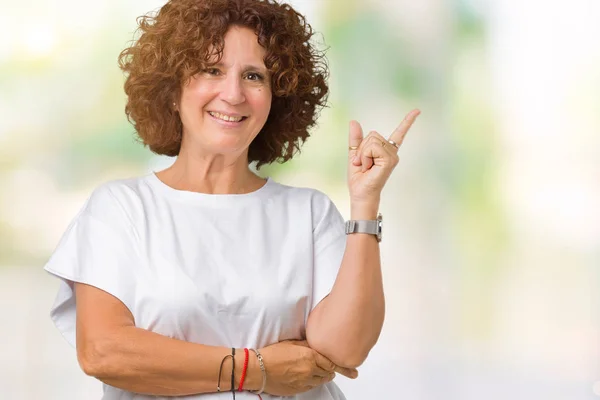 Belle Femme Âgée Âge Moyen Portant Shirt Blanc Sur Fond — Photo