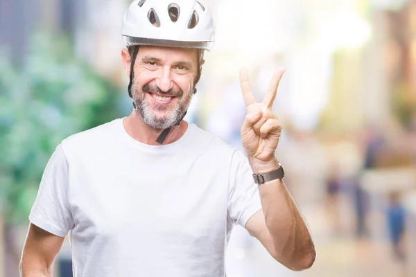 Homem Ciclista Meia Idade Hoary Sênior Vestindo Moto Segurança Helment — Fotografia de Stock