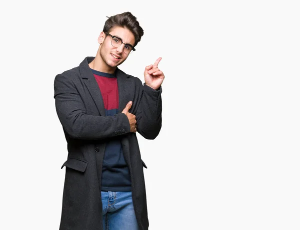 Junger Schöner Eleganter Mann Mit Brille Über Isoliertem Hintergrund Mit — Stockfoto