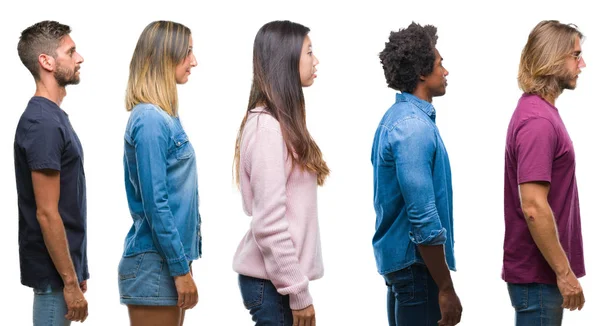 Sammansättningen African American Spansktalande Och Kinesiska Grupp Människor Över Isolerade — Stockfoto