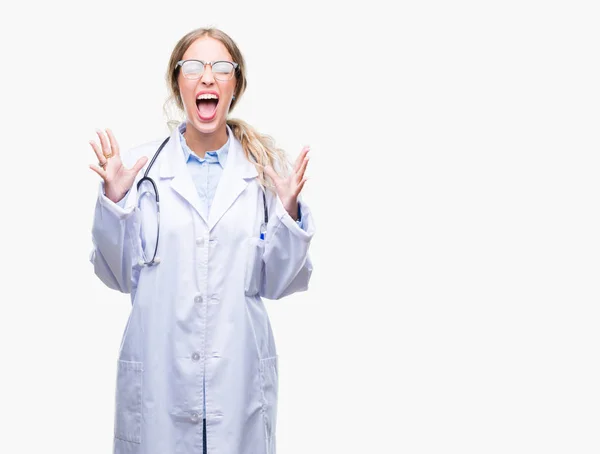 Beautiful Young Blonde Doctor Woman Wearing Medical Uniform Isolated Background — Stock Photo, Image