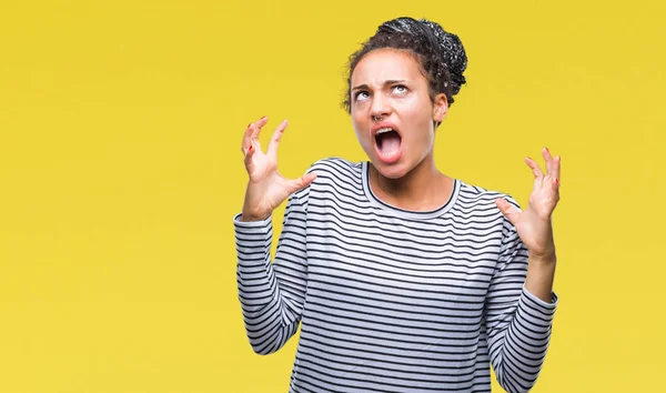 Junge Geflochtene Haare Afrikanisch Amerikanisches Mädchen Trägt Pullover Über Isoliertem — Stockfoto