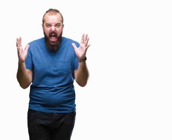 Man Van Jonge Kaukasische Hipster Geïsoleerde Achtergrond Gekke Gekke Schreeuwen — Stockfoto