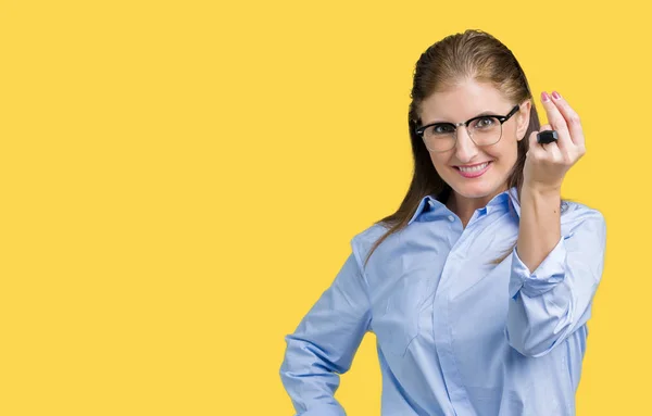 Schöne Reife Geschäftsfrau Mittleren Alters Trägt Eine Brille Über Isoliertem — Stockfoto