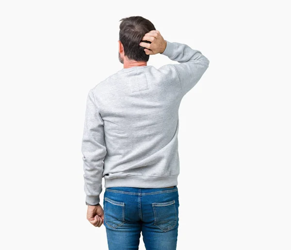 Schöner Älterer Mann Mittleren Alters Der Ein Sweatshirt Über Isoliertem — Stockfoto