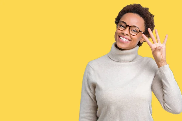 Junge Schöne Afrikanisch Amerikanische Frau Trägt Eine Brille Über Isoliertem — Stockfoto