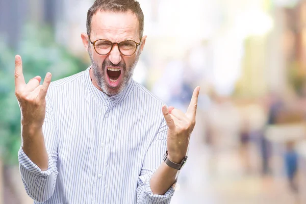 Reifer Älterer Mann Mittleren Alters Mit Brille Vor Isoliertem Hintergrund — Stockfoto