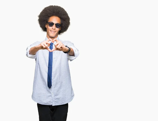 Jovem Homem Negócios Afro Americano Com Cabelo Afro Usando Óculos — Fotografia de Stock