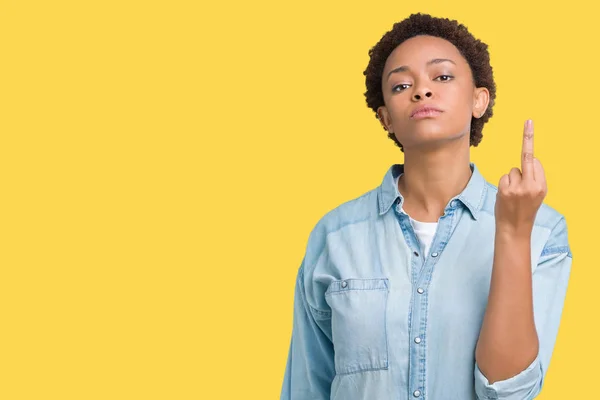Young Beautiful African American Woman Isolated Background Showing Middle Finger — Stock Photo, Image