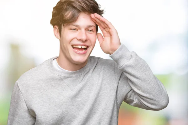 Junger Gut Aussehender Sportlicher Mann Der Sweatshirt Über Isoliertem Hintergrund — Stockfoto