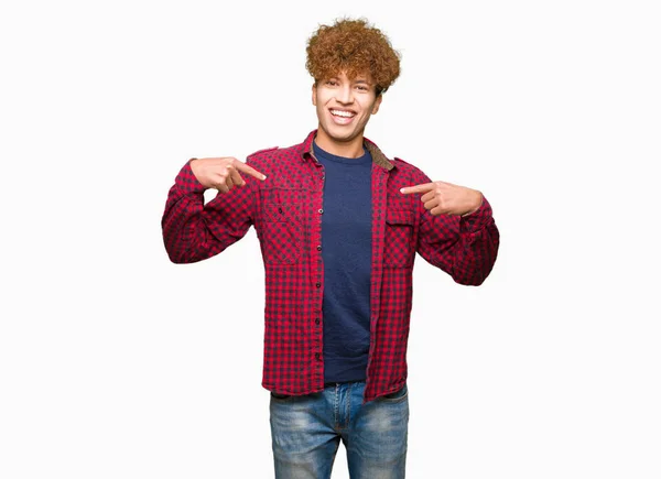 Jonge Knappe Student Man Met Afro Haar Dragen Van Een — Stockfoto