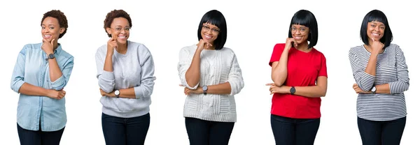 Jonge African American Vrouw Met Afro Haar Geïsoleerde Achtergrond Zoek — Stockfoto