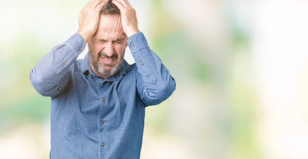 Handsome Middle Age Elegant Senior Man Isolated Background Suffering Headache — Stock Photo, Image