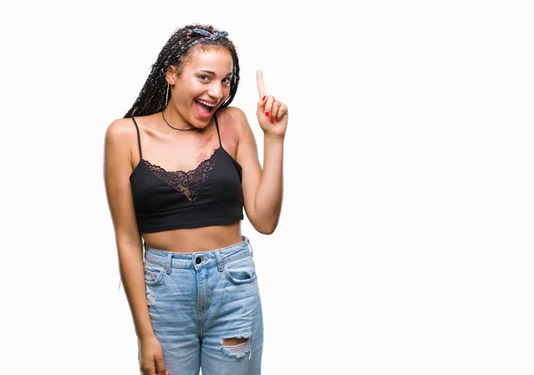 Cabelo Trançado Jovem Afro Americano Com Pigmentação Marca Nascimento Mancha — Fotografia de Stock