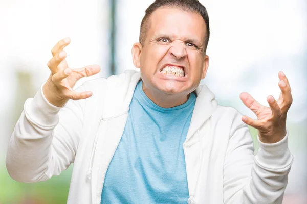 Middle Age Arab Man Wearing Sweatshirt Isolated Background Shouting Frustrated — Stock Photo, Image