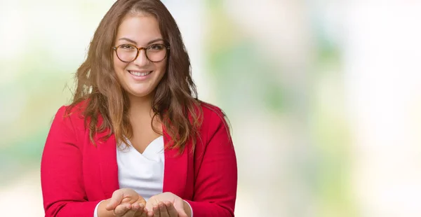 Hermosa Mujer Negocios Más Tamaño Joven Con Chaqueta Elegante Gafas —  Fotos de Stock