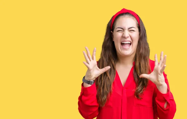 Hermosa Mujer Joven Tamaño Grande Sobre Fondo Aislado Celebrando Loco — Foto de Stock