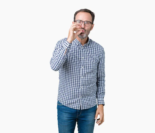 Handsome Middle Age Elegant Senior Man Wearing Glasses Isolated Background — Stock Photo, Image