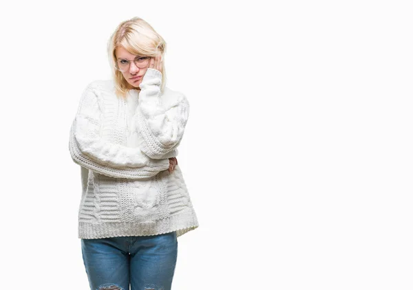 스웨터와 금발의 우울증 — 스톡 사진