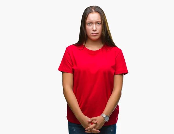 Young Beautiful Caucasian Woman Isolated Background Depressed Worry Distress Crying — Stock Photo, Image