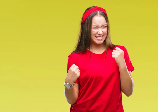 Young Caucasian Beautiful Woman Isolated Background Very Happy Excited Doing — Stock Photo, Image