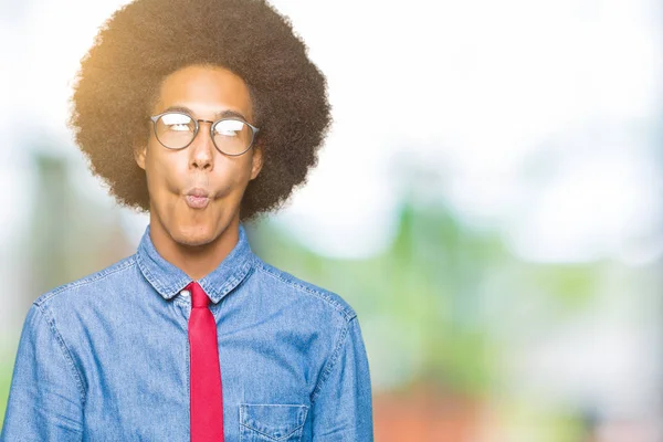 Jonge Afro Amerikaanse Zakenman Met Afro Haar Dragen Van Bril — Stockfoto