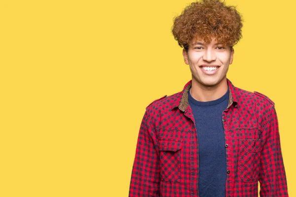 Young Handsome Student Man Afro Hair Wearing Jacket Happy Cool — Stock Photo, Image