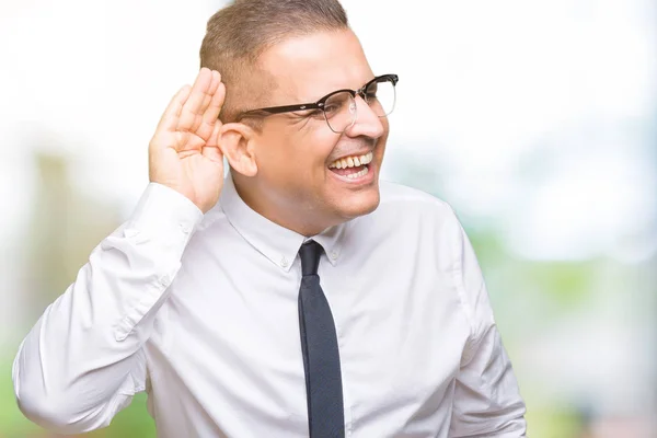 Homem Árabe Bussines Meia Idade Vestindo Óculos Sobre Fundo Isolado — Fotografia de Stock