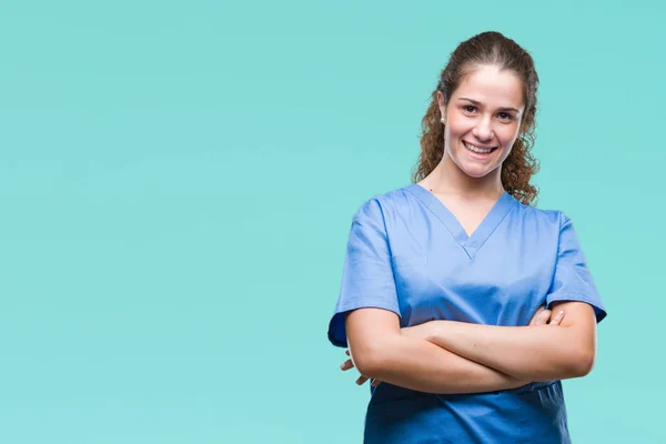 Jonge Brunette Dokter Meisje Verpleegkundige Chirurg Uniform Dragen Geïsoleerde Achtergrond — Stockfoto