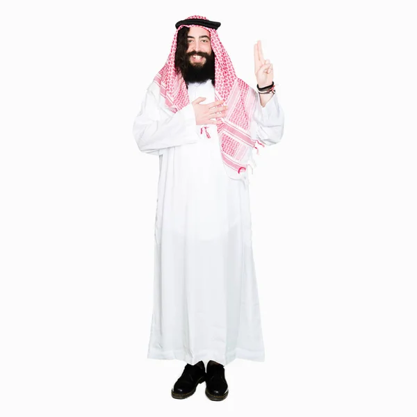 Arabian Business Man Long Hair Wearing Traditional Keffiyeh Scarf Swearing — Stock Photo, Image