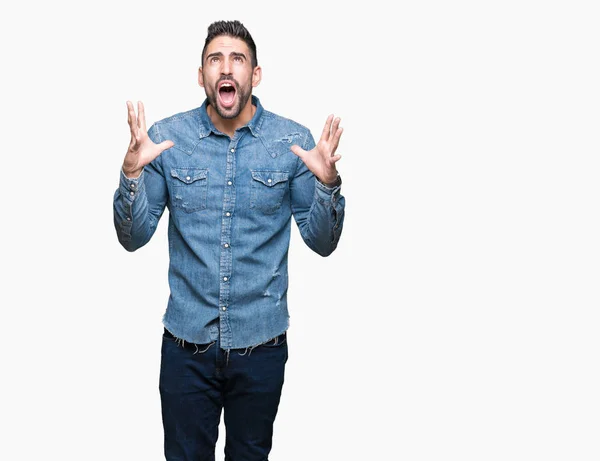 Jovem Homem Bonito Sobre Fundo Isolado Louco Louco Gritando Gritando — Fotografia de Stock