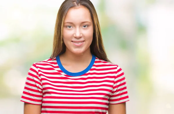 Giovane Donna Caucasica Bella Sfondo Isolato Con Sorriso Felice Fresco — Foto Stock