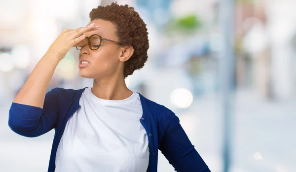 Young Beautiful African American Woman Wearing Glasses Isolated Background Tired — Stock Photo, Image