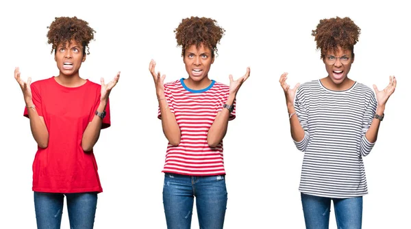 Collage Joven Hermosa Chica Africana Sobre Fondo Aislado Loco Loco —  Fotos de Stock